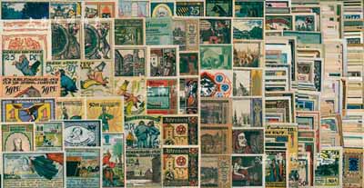 1921-23年德国紧急纸币共405种不同，海外藏家出品，品种丰富，图案美观，整体绝大部分品相极佳，七成至全新不等，敬请预览