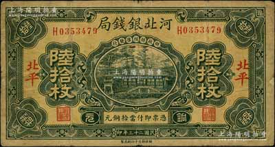 民国二十三年（1934年）河北银钱局铜元陆拾枚，北平地名；刘文和先生藏品，少见，原票七成新