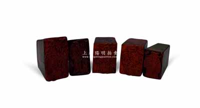 清末民国时期传统商号或钱庄之木质“财神”印章共5枚不同，分别为“福顺奎记”、“福兴永记”、“利聚和”、“仁义和记”和“义和”；朱维成先生藏品，保存甚佳，敬请预览