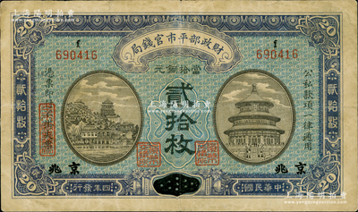 民国四年（1915年）财政部平市官钱局当...