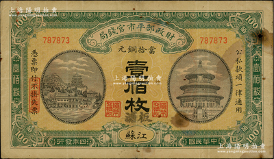 民国四年（1915年）财政部平市官钱局当...