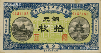 民国八年一月（1919年）财政部平市官钱...