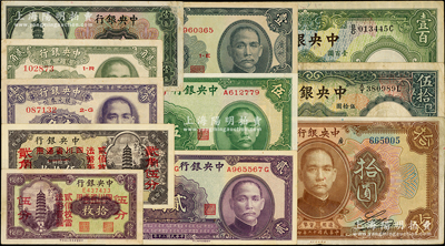 中央银行纸币11种，详分：1923年棕色...