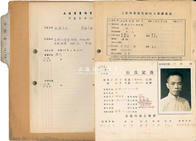 民国三十五年（1946年）“上海商业储蓄银行”职员档案1册，内有行员秦镜宙氏（江苏无锡人）人事调查表、行员薪给记录、职务记录、成绩记录等详细信息，保存甚佳，敬请预览