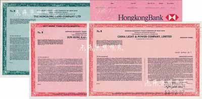 香港股票4种，详分：1984年香港上海汇...
