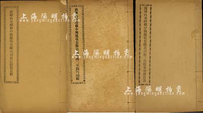 1913至1914年《商办山东峄县中兴煤矿有限公司彙订招股章程》、《商办山东峄县中兴煤矿有限公司第三次股东会报告书》、《商办山东峄县中兴煤矿有限公司民国三年简明总账》共3册不同，内容丰富，乃研究中兴煤矿股份状况、公司情况之珍贵史料；该公司成立于1878年，是中国第一家完全由国人自办的民族煤矿业，也是唯一一家由两任总统徐世昌、黎元洪任董事会长、两任总理周自齐、朱启钤任财务总监的企