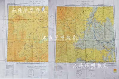 抗战时期飞虎队东亚系列飞行地图1张，上印伪满洲国和内蒙古线路图，丝绸质双面印刷；源于美国回流，保存极佳，敬请预览