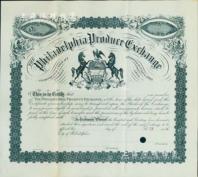 1874年（美国）费城土产交易所股票，未...