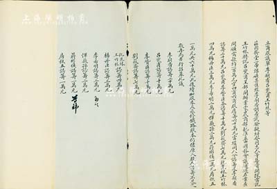 民国早期·斋堂煤矿“商股议单”一份，事为“李嗣香、吕燮甫（曾任安徽省长）、王竹林（天津商会会长）等为开采斋堂一带煤矿，经呈农商部批准，并由国务会议通过在案，需开矿款约100万元，官四商六，商股60万元由各人分认筹足”等情，内中详列各股东姓名及出资状况等；此斋堂煤矿，位于北京门头沟，由清末民初天津著名实业家、金融家李士钰（“津门八大家”之首）等投资开发；此种商股议单形式较为特殊，