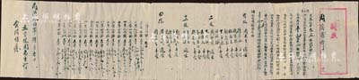 民国拾四年（1925年）“副启”（即“会书”）1份，内中详书集会之缘由，且对各会友之出资状况等均有明细记载，内容十分完整；此乃我国最古老的民间金融互助方式，即传统的信用融资“做会”，既可视作早期的股份合作形式，或亦可谓乃私募基金之鼻祖；保存尚佳，敬请预览