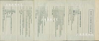 民国三十六年（1947年）《金城砖瓦股份有限公司章程草案》1份，该公司设址南京，专营砖瓦制造及推销等业务，内中包含公司定名、营业范围、股份、股东会、董事监察人及职员、会计等章程规定，内涵丰富，八五成新