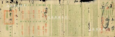 民国十五年（1926年）万年人寿总会保险执照1张，由广州市公安局统一颁发，上印公安局布告；此种保单形式甚为特殊，有蛀孔，近七成新