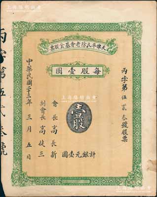 民国二十三年（1934年）天津平民防老基...