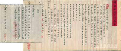 清代传统商号股份资料2件，详分：光绪十三年新正月（1887年）忻州“同盛永隆记清查单”1份，上列商号年结分红之账目明细；光绪十四年（1888年）榆林同盛永具“玉记清查单”1份，亦上列年结之账目和盈利等情；此二份属同一商号（总号与分号），内涵丰富，文字秀丽，少见且保存甚佳，敬请预览（另附：1936年安康大昌漆庄发货码单1张）