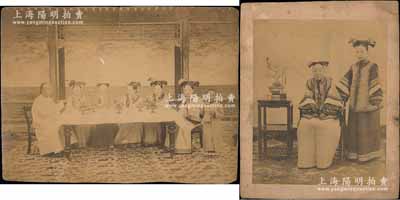 清代满洲妇女历史老照片共2张不同，尺寸约300×225mm，源于京城前辈名家骆泽民先生之遗存，保存尚佳，敬请预览