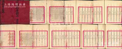 光绪拾捌年新正吉立（1892年）山西十大票号“蔚长厚”合庄会票账本一厚册，昔年乃属其总号之年结账册，每页下端骑缝处均印有“蔚长厚”红字，内中记录有上百页之往来账目，详列总号与汉口、福州、广州、重庆、常州、沙市、太原各分号收交平会票、汉会票、江河会票、闽会票、广会票（含香港）、重会票、常会票、沙会票、原会票等各月份之往来明细账目（且盖有大量“蔚长厚记”图章）