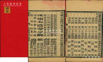 1902年《光绪壬寅补行庚子辛丑恩正并科·福建乡试同年全录》1册，内中开列各考官及同考试官名录，并详列各考生名次、年龄、籍贯等情，且不乏名人，其第一名解元林传甲以擅长经史而著称，曾任京师大学堂文学教授、总纂《大中华地理志》；时因庚子年(1900年)八国联军入侵，故乡试推迟至壬寅年开科，补行庚子、辛丑恩正并科；清代科举之重要历史文献，罕见且保存甚佳，敬请预览