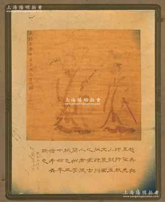 元代大德三年（1299年）吴兴赵孟頫绘“至圣先师行教小影”古画之历史老照片1副，且有题跋文字，约摄于民国时期，尺寸325×400mm；源于京城前辈名家骆泽民先生之遗存，保存甚佳，敬请预览