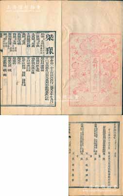 咸丰己未恩科（1859年）《山西乡试硃卷》写刻刊本1册，内刊山西太原府祁县优廪生梁豫（乡试中式第44名）所作“乡试硃卷”之四书文、五经文、策问及五言八韵诗，并开列其家族七代履历、受业受知师承、各考官姓名及批卷评语等情；清代科举制度之历史文献，且内容异常丰富，保存甚佳，敬请预览和重视