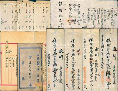 民国二年（1913年）“顺直保卫总局”档案卷宗一份共8件，详分：①《顺直保卫总局收发各项枪支暨订价售价合列详表》1份，内中开列步枪、马枪、子弹等各种价目表；②《支款分类》1册，内中详列交付给礼和洋行、捷成洋行等各种购买军火款项；③《清单》1册，内中开列实收各批次枪支、弹药之数量和金额等；④壬子年（1912年）“德商荣华军械津行”致保卫总局“购买枪支弹药”清单1份；⑤1913年“