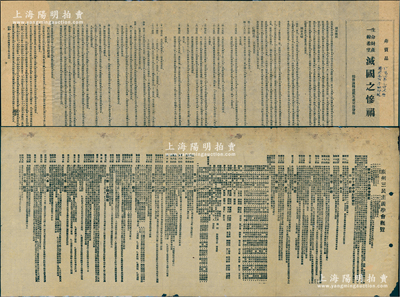 民国时期《广州三民主义学会概览》（兼招股章程）1份，内中详列缘起及章程6章22条，并附“有限责任三民主义文化事业生产合作社章程草案”10章50条，详尽描述“社股”及业务、结算等，言明合作社资本2亿元，分作2000万股，每股国币10元，内容极为精彩；此三民主义学会由蒋中正任名誉理事长，而名誉理事、监事等数百人几乎涵盖党政军各大要员，如张发奎、吴稚晖、居正、孙科、于右任等，不胜枚举