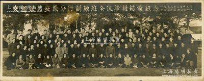 1953年3月25日“交通银行安徽分行训练班全体学员结业纪念”历史老照片1张，摄于合肥逍遥津公园，尺寸278×110mm，保存较佳，敬请预览