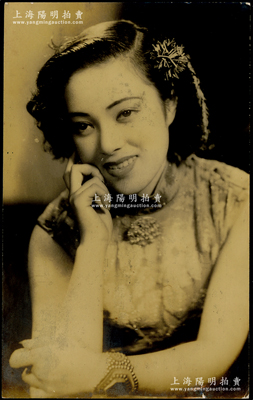 民国时期著名演艺女明星“李香兰”老照片1张，尺寸84×135mm，保存甚佳，敬请预览