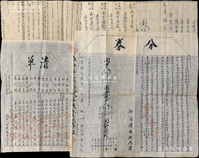 大清同治叁年（1864年）河南许昌“永亨贞号”立分手清楚文约1份，事为“大聚隆、邢西赓（文魁）于乾隆59年在许州繁城开设永亨贞号、嘉庆17年设西安分号、道光8年在许州繁城分设永亨源油坊、道光10年在潞安府襄垣县分设永亨昇号、咸丰2年在古驿村分设永合成酒坊、详分4年在凤台县南关分设永亨德号，共计六处，合共立股份14分5厘，因时势维艰及回匪捻贼等故，东夥相商分家，时大聚隆有本利银1