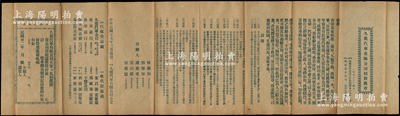 民国廿贰年（1933年）香港“九龙汽车有限公司招股简章”一份，内中印明缘起，开列地址、股本、职员、董事、利益、花红等招股章程共16条，内容极为丰富；该公司创立于1921年，迄今仍为香港最大巴士公司；罕见，八成新